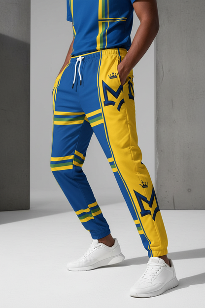 Blue 310GSM All-Over Print Joggers – Heavyweight Cotton | MUNSIEUR