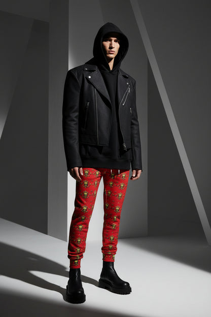 MUNSIEUR All-Over Print Men's Joggers w Black String