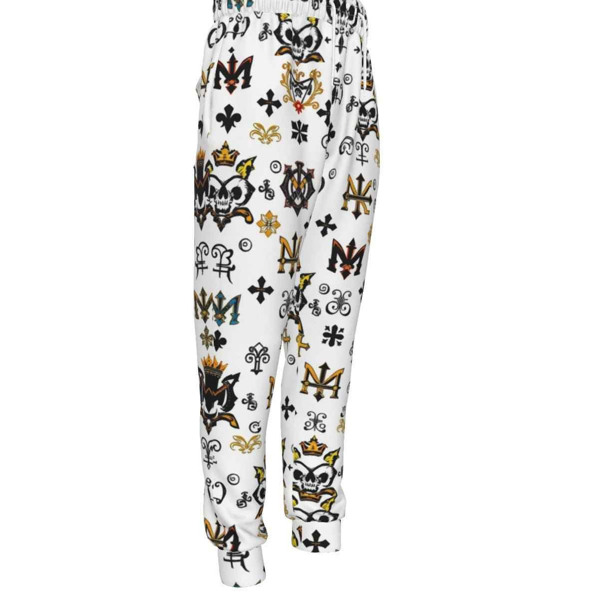 MUNSIEUR All-Over Print Men's Joggers w Black String