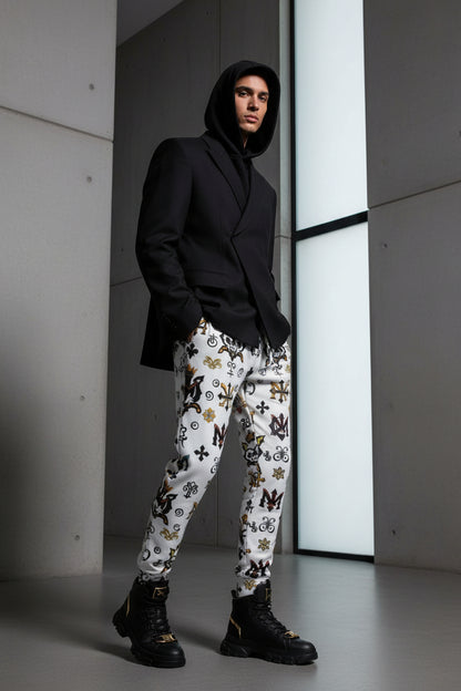 MUNSIEUR All-Over Print Men's Joggers w Black String