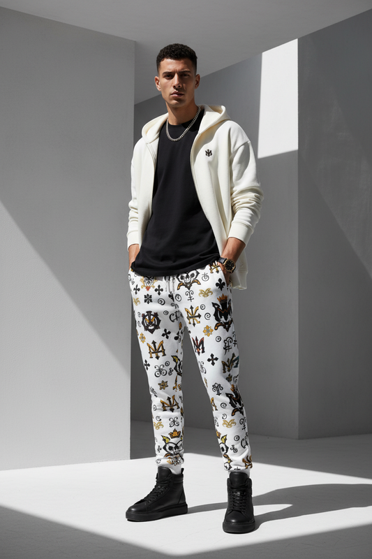 Men's Printed Joggers with Black String - Athletic