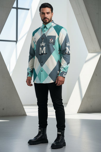MUNSIEUR All - Over Print Men's Long Sleeve Tee Cotton - Munsieur