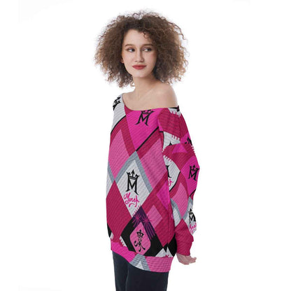 MUNSIEUR All - Over Print Oversized Women's Off - Shoulder Sweatshirt - Munsieur