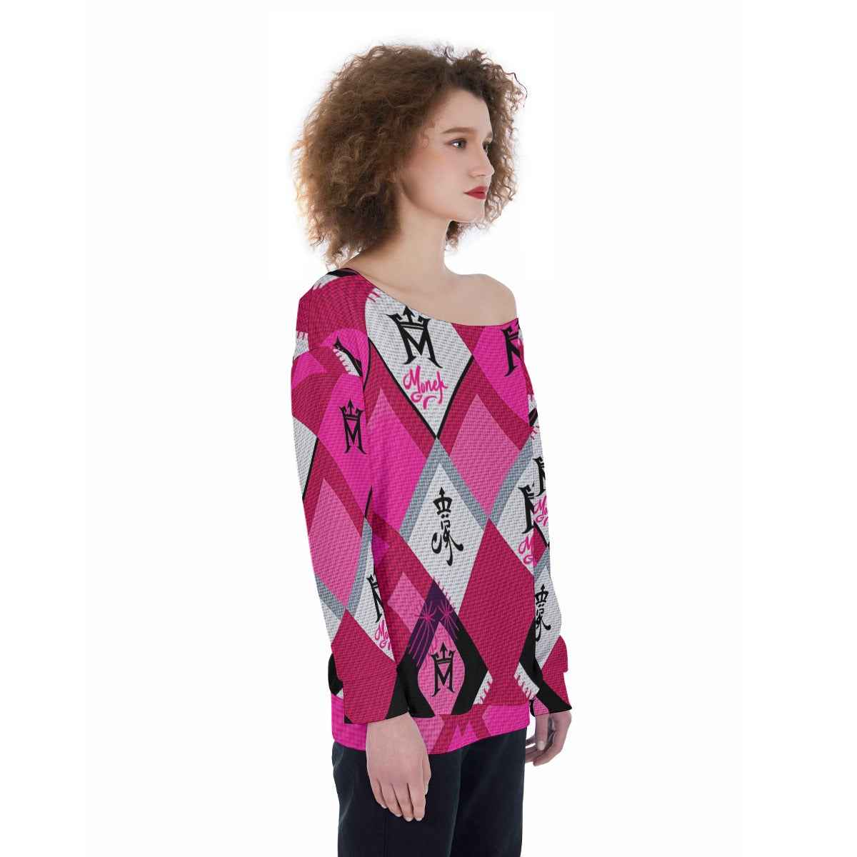 MUNSIEUR All - Over Print Oversized Women's Off - Shoulder Sweatshirt - Munsieur