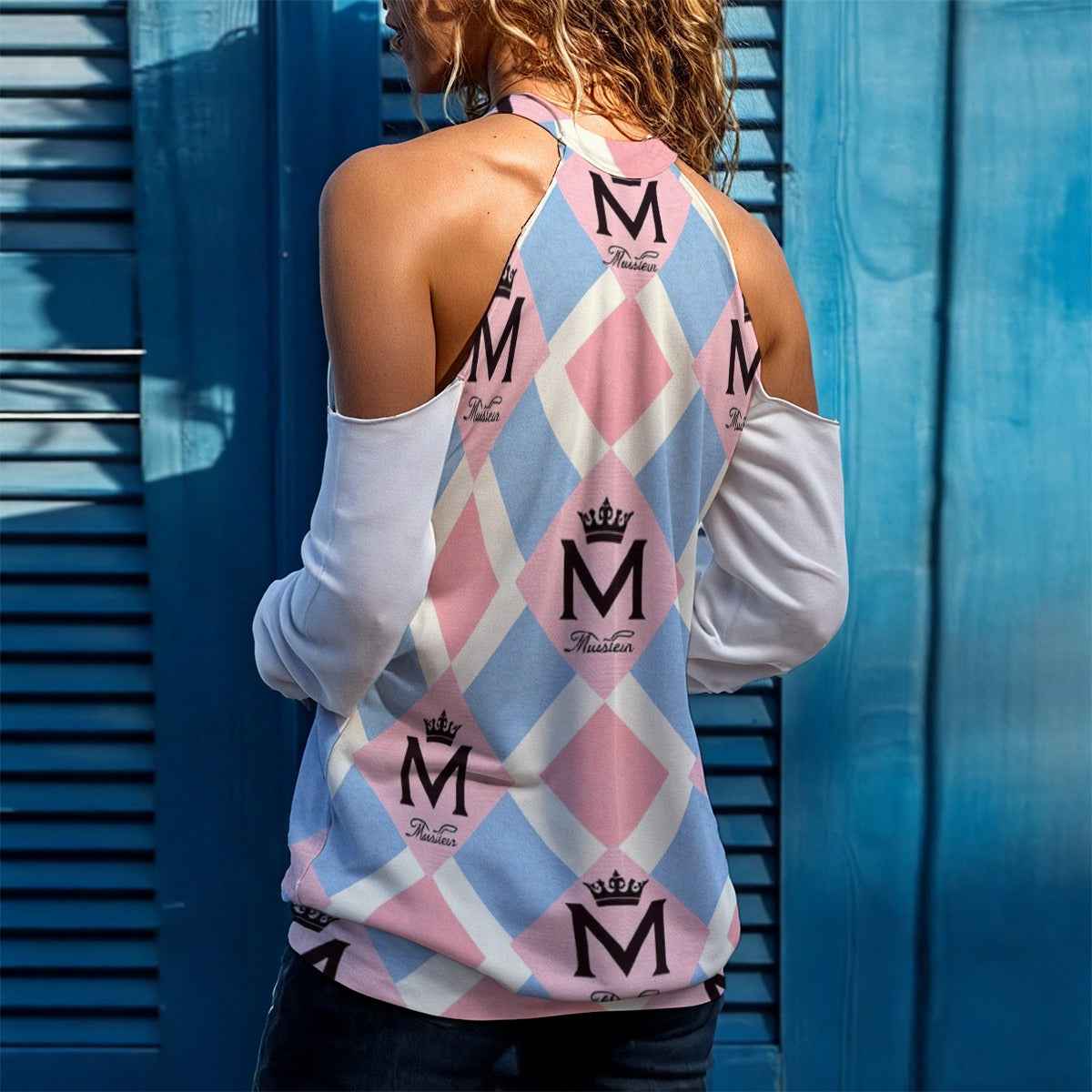 MUNSIEUR All - Over Print Women's Cold Shoulder Blouse - Munsieur