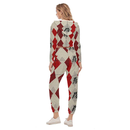 MUNSIEUR All - Over Print Women's Crop Sweater Set - Munsieur