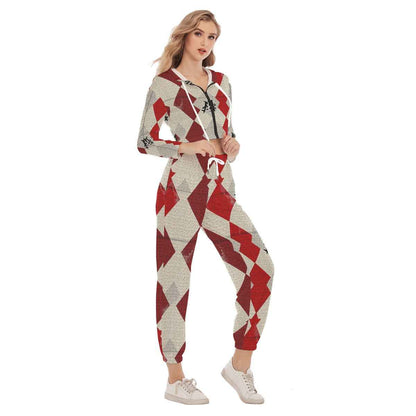 MUNSIEUR All - Over Print Women's Crop Sweater Set - Munsieur