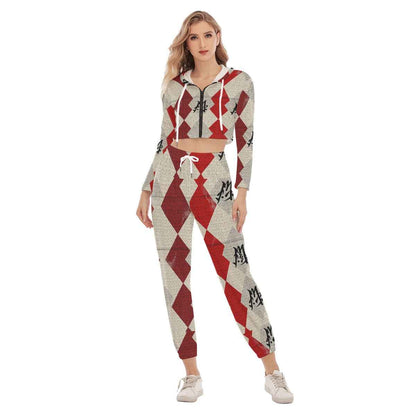 MUNSIEUR All - Over Print Women's Crop Sweater Set - Munsieur