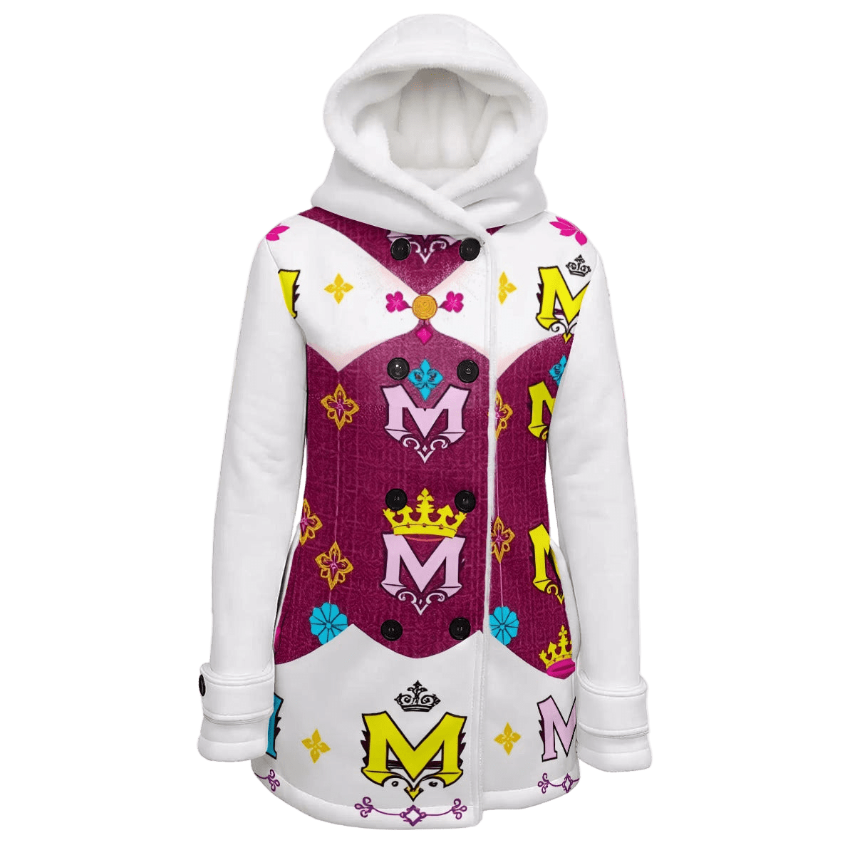 MUNSIEUR All - Over Print Women's Jacket Double - Breasted Winter Parka With Fleece - Munsieur