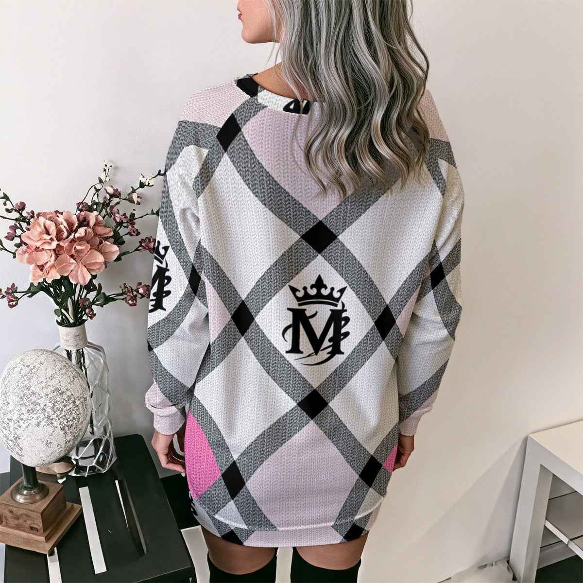 MUNSIEUR All - Over Print Women's Lace - Up Sweater Dress - Munsieur