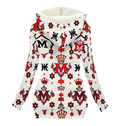 MUNSIEUR All - Over Print Women's Long Jacket With Fleece Lining - Munsieur