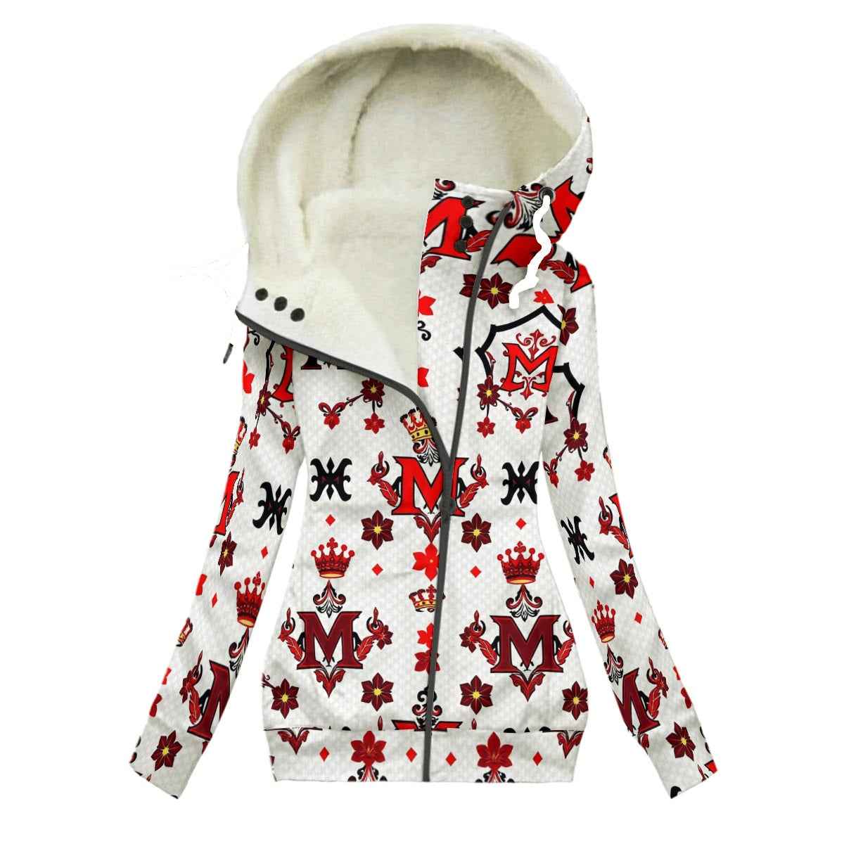 MUNSIEUR All - Over Print Women's Long Jacket With Fleece Lining - Munsieur