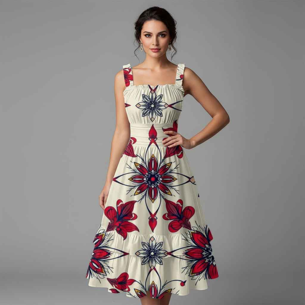 MUNSIEUR All - Over Print Women‘s Ruffle Hem Dress - Munsieur