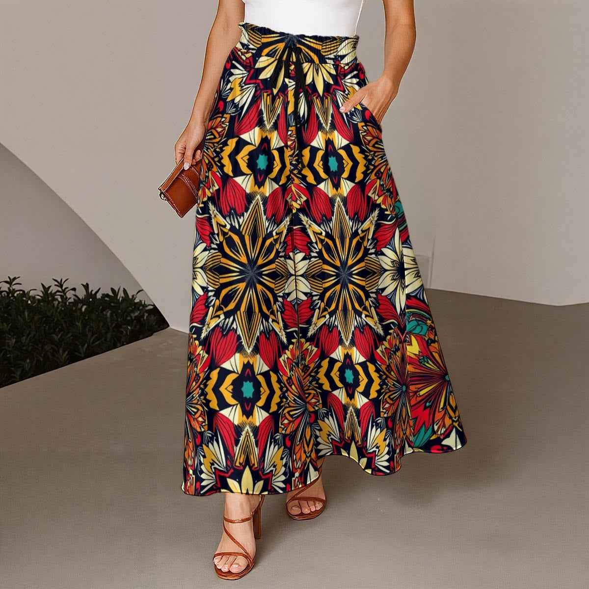 MUNSIEUR All - Over Print Women's Ruffled Wide - Leg Jeans - Munsieur