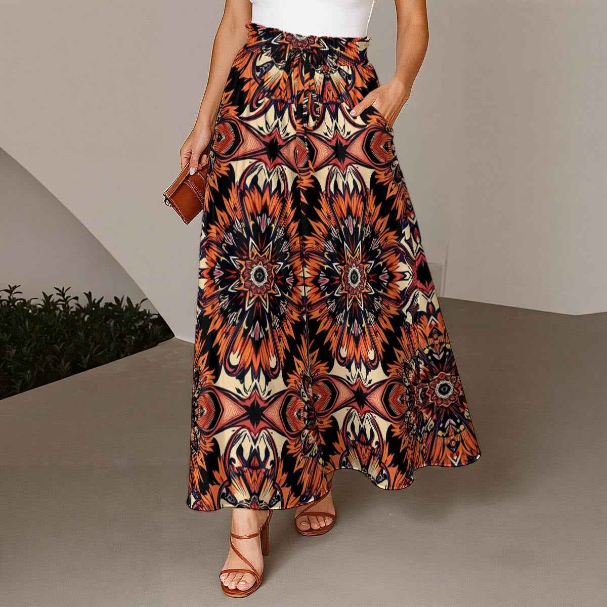 MUNSIEUR All - Over Print Women's Ruffled Wide - Leg Jeans - Munsieur