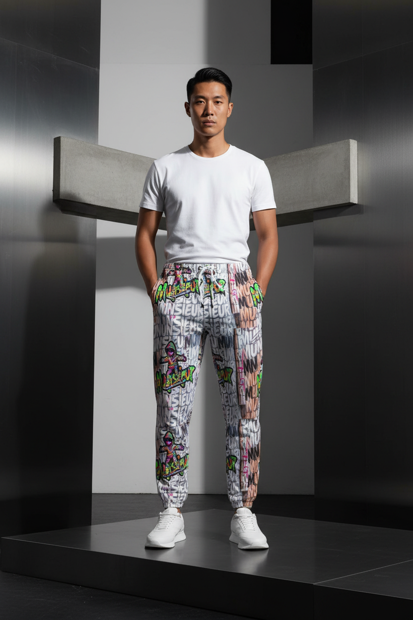 Men's 310GSM All-Over Print Joggers – Heavyweight Cotton | MUNSIEUR