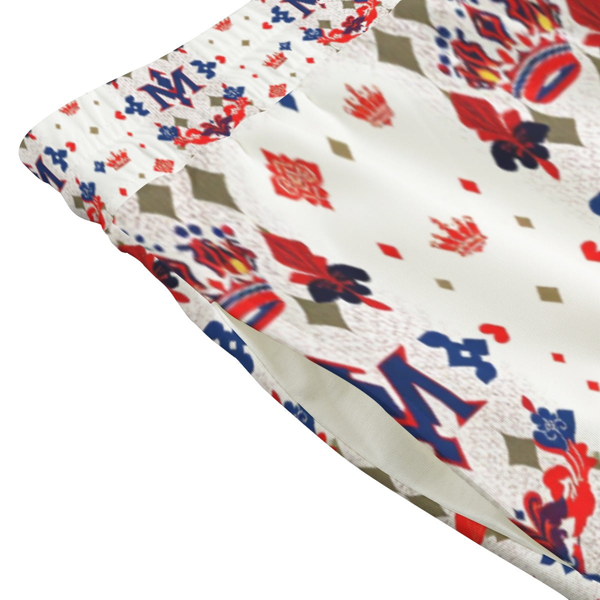 Munsieur white urban streetwear joggers with red blue and beige crown and floral pattern