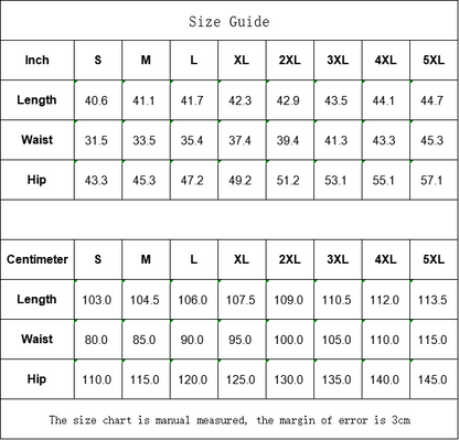 Size guide chart for Munsieur urban streetwear joggers displaying length waist and hip measurements in inches and centimeters