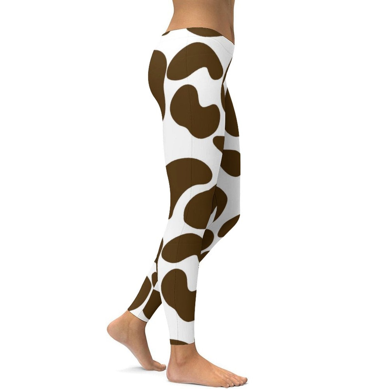 Stylish brown and white patterned comfortable leggings for women with a flattering fit