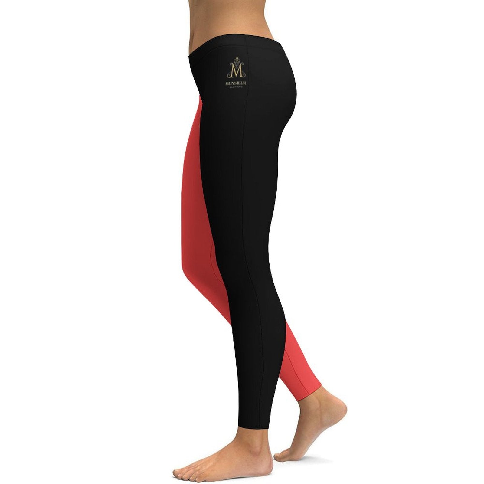 SALE-Personal Design women's gym to street leggings in black and red for versatile active wear